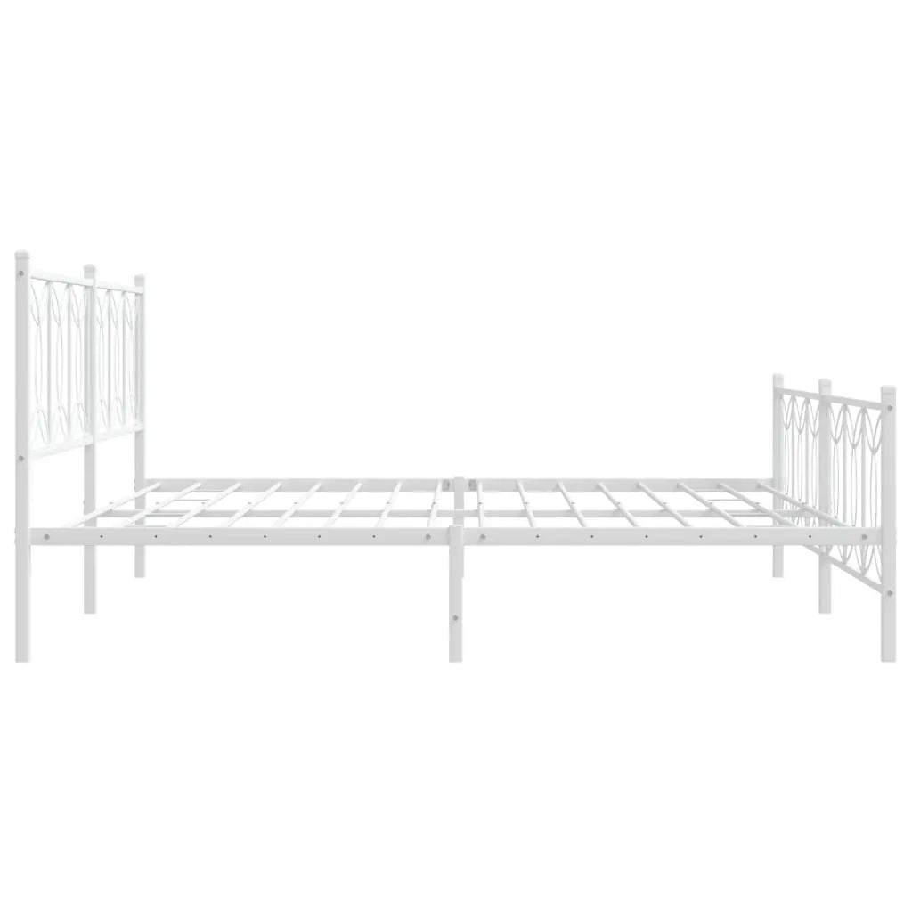 Giroletto con Testiera e Pediera Metallo Bianco 200x200 cm 376202