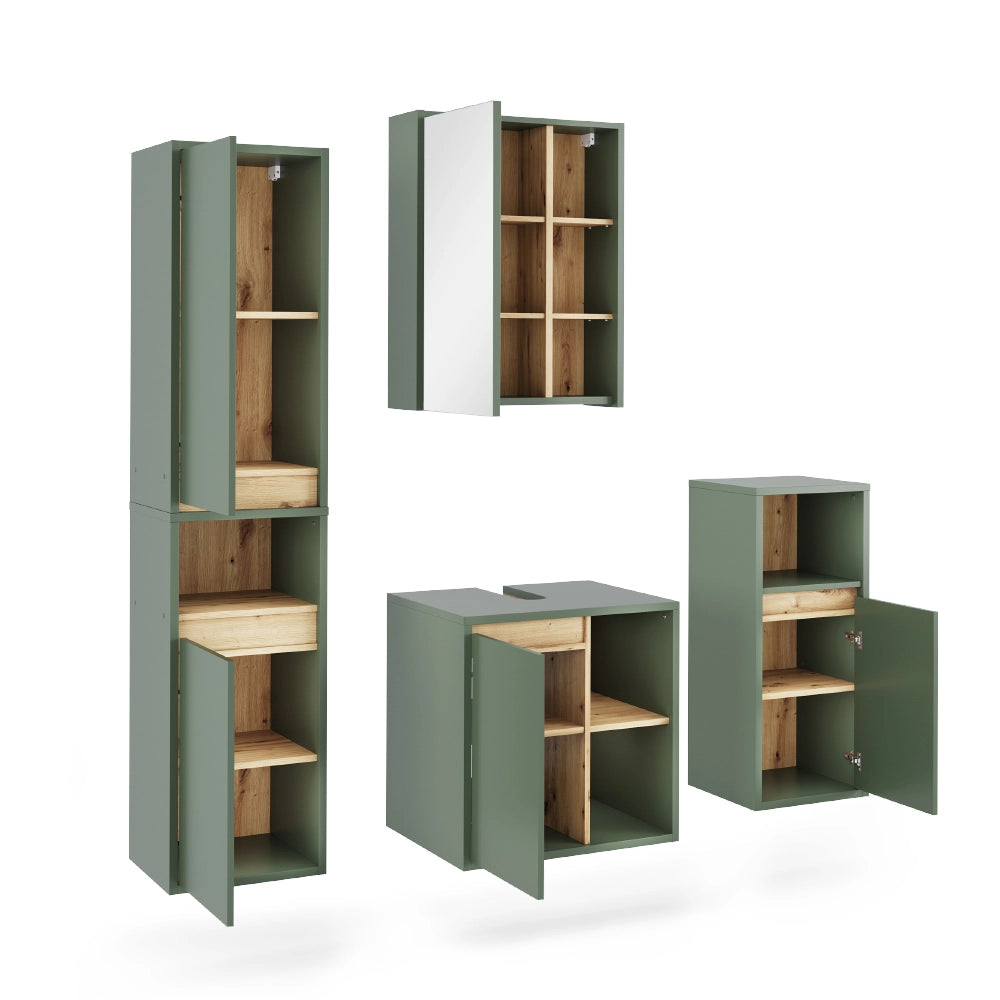 Vicco Set di mobili da bagno Verde/Artigianale 4 parti