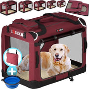 Scatola di trasporto per cani Opaca Robusta L 70 x 52 x 50 cm Borsa di trasporto respiro per animali Scatola di trasporto per cani Sacca da trasporto per cani Rosso scuro
