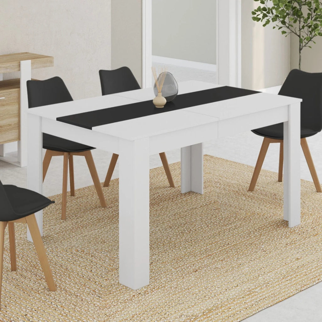 IDMarket - GEORGIA Tavolo da pranzo rettangolare bianco e nero per 6 persone 140 x 80 cm