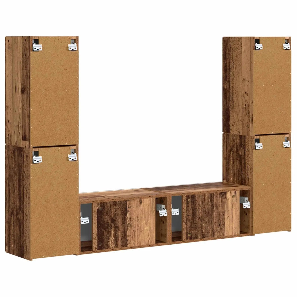 Set mobile TV 6 pz-Credenza per TV Legno vecchio Legno multistrato 693057