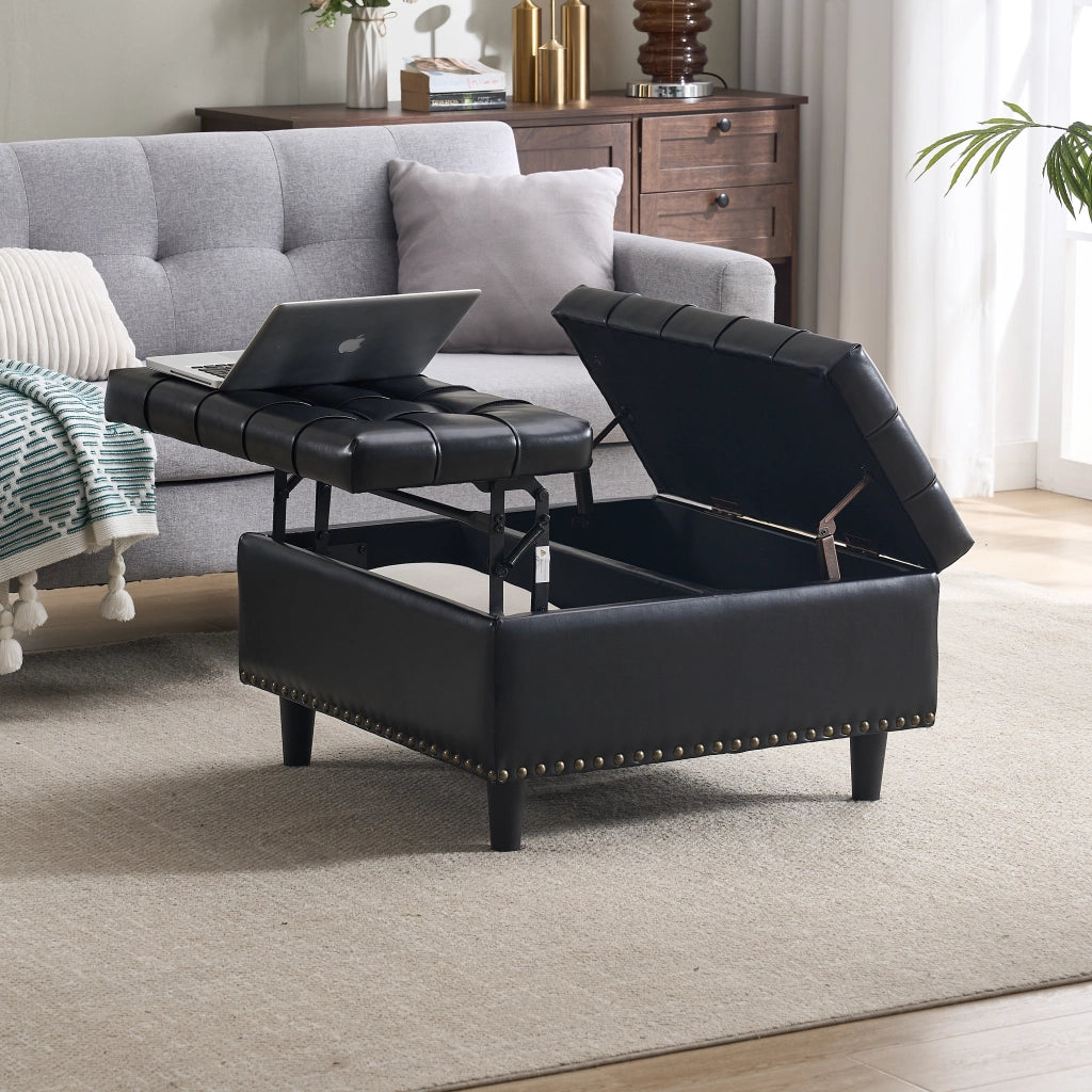 Panca Contenitore Imbottita ¨C MINIMAL ¨C Seduta con Vano, PU Nero