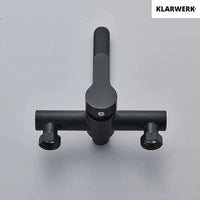 MAX | rubinetto miscelatore catering a parete nero | rubinetto cucina professionale in acciaio inox lungo e piatto | ristorante a parete bocca dritta