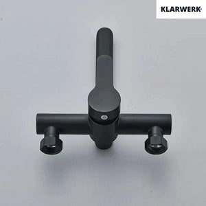 MAX | rubinetto miscelatore catering a parete nero | rubinetto cucina professionale in acciaio inox lungo e piatto | ristorante a parete bocca dritta