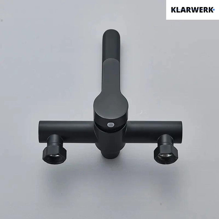 MAX | rubinetto miscelatore catering a parete nero | rubinetto cucina professionale in acciaio inox lungo e piatto | ristorante a parete bocca dritta