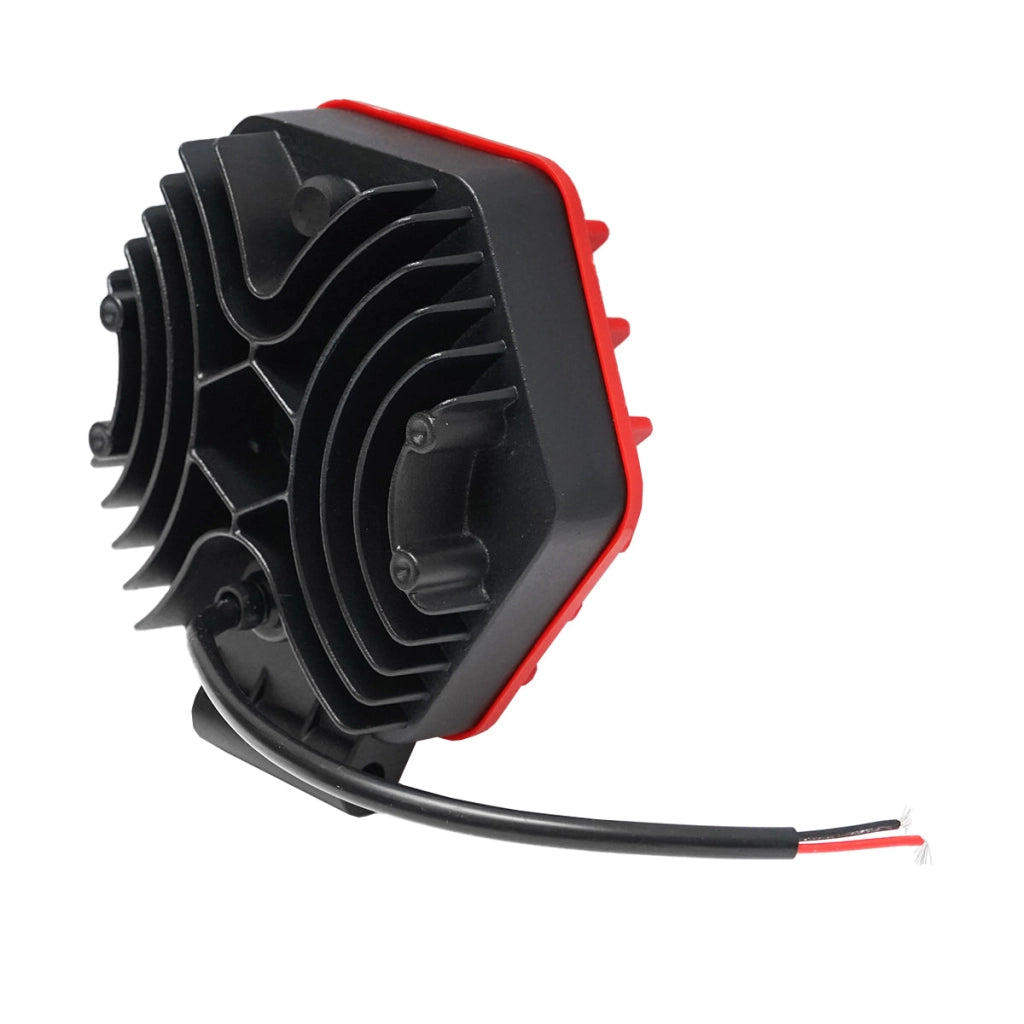 Lampada proiettore con griglia in plastica rossa tipo spot, 16 LED, DC 10-80V, 48W, angolo di radiazione 30°, Breckner Germany
