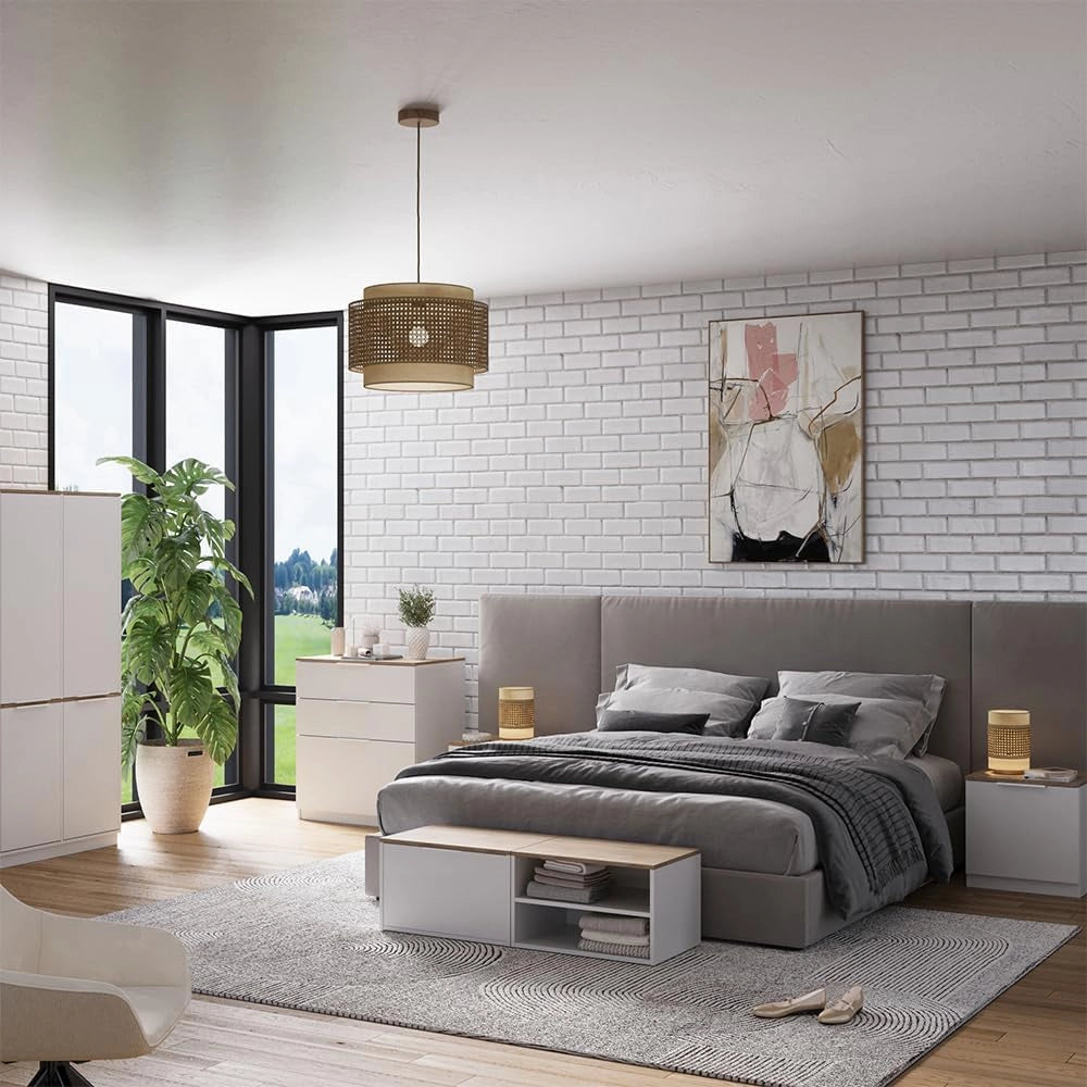 Credenza Betti, Bianco/Sonoma, 60 x 36 cm con porte
