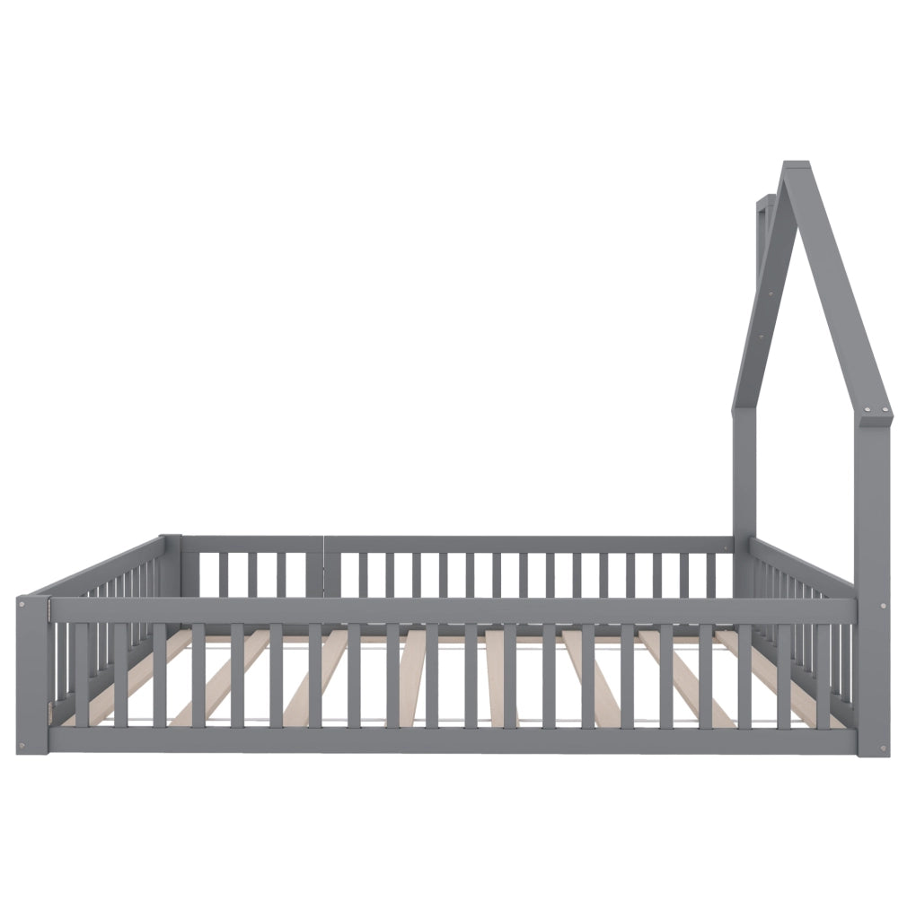 Letto per bambini 140x200 cm camino creativo; pino e MDF; grigio (Senza materasso)