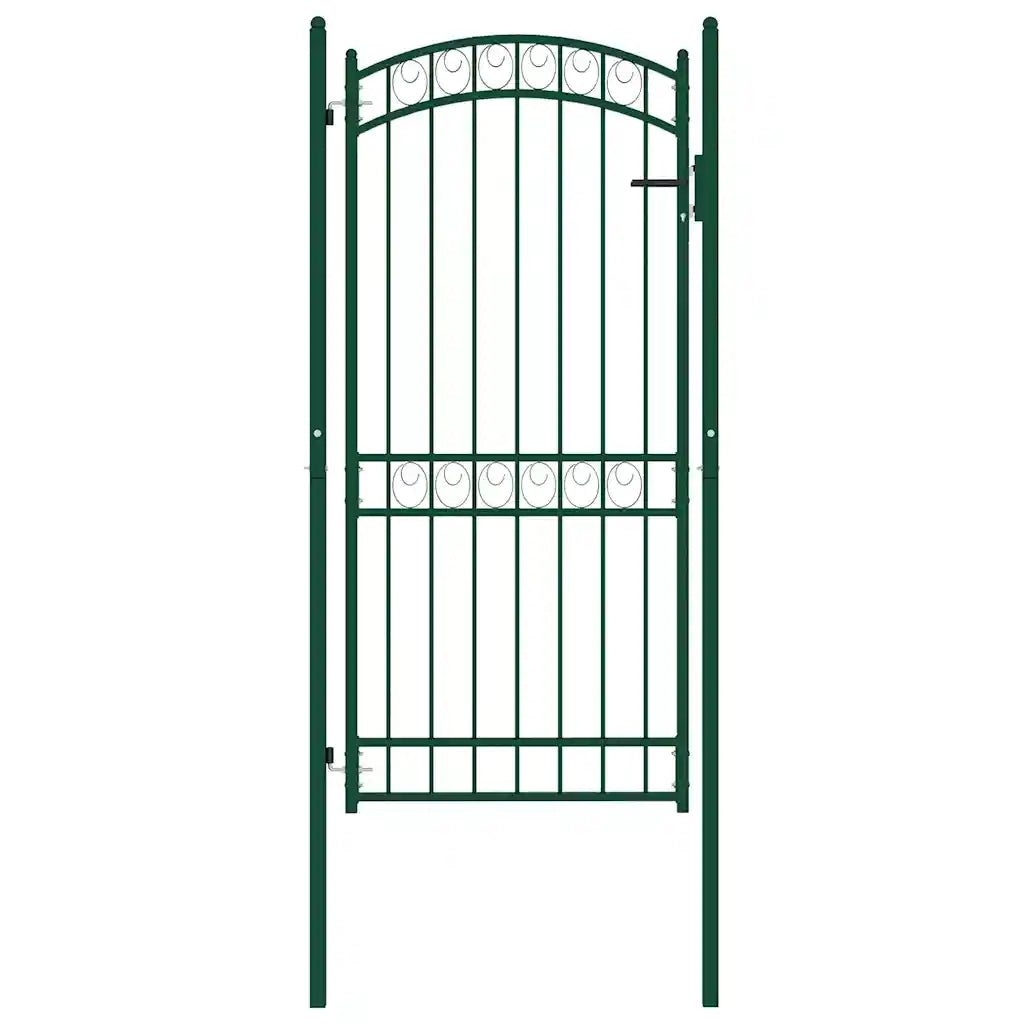 Cancello per Recinzione ad Arco in Acciaio 100x136 cm Verde 146367