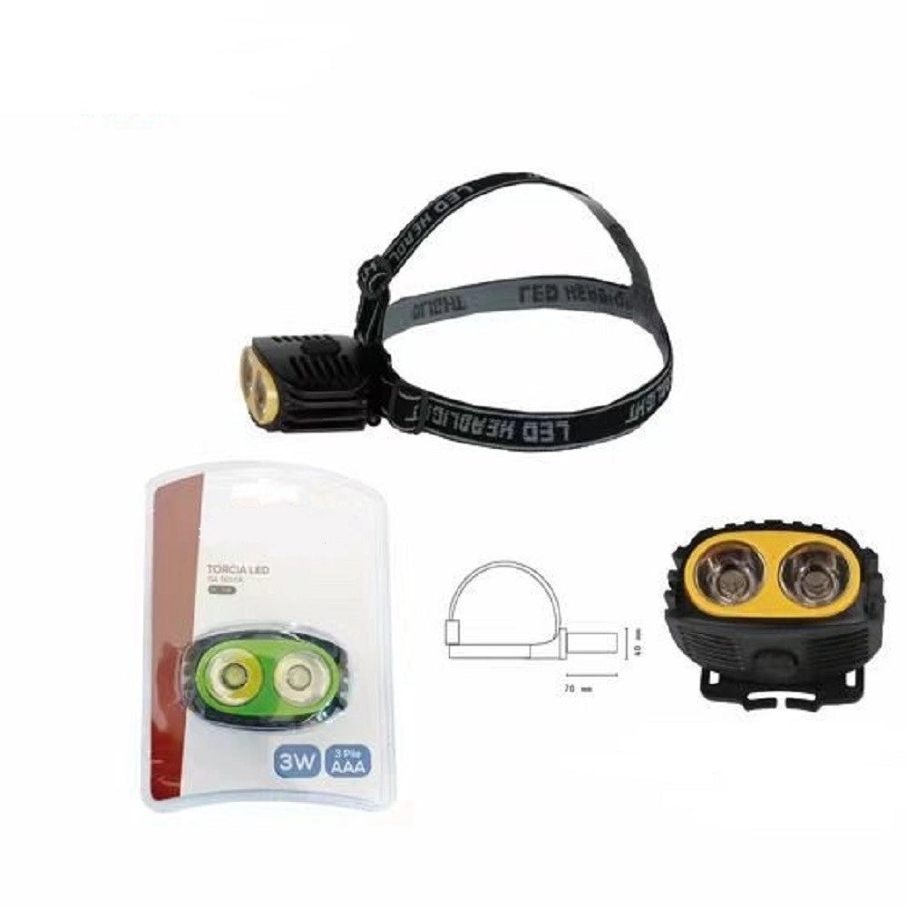 Trade Shop - Torcia Led Da Testa Frontale Lampada 3 Watt A Batteria Caccia Campeggio Dt-2126 -
