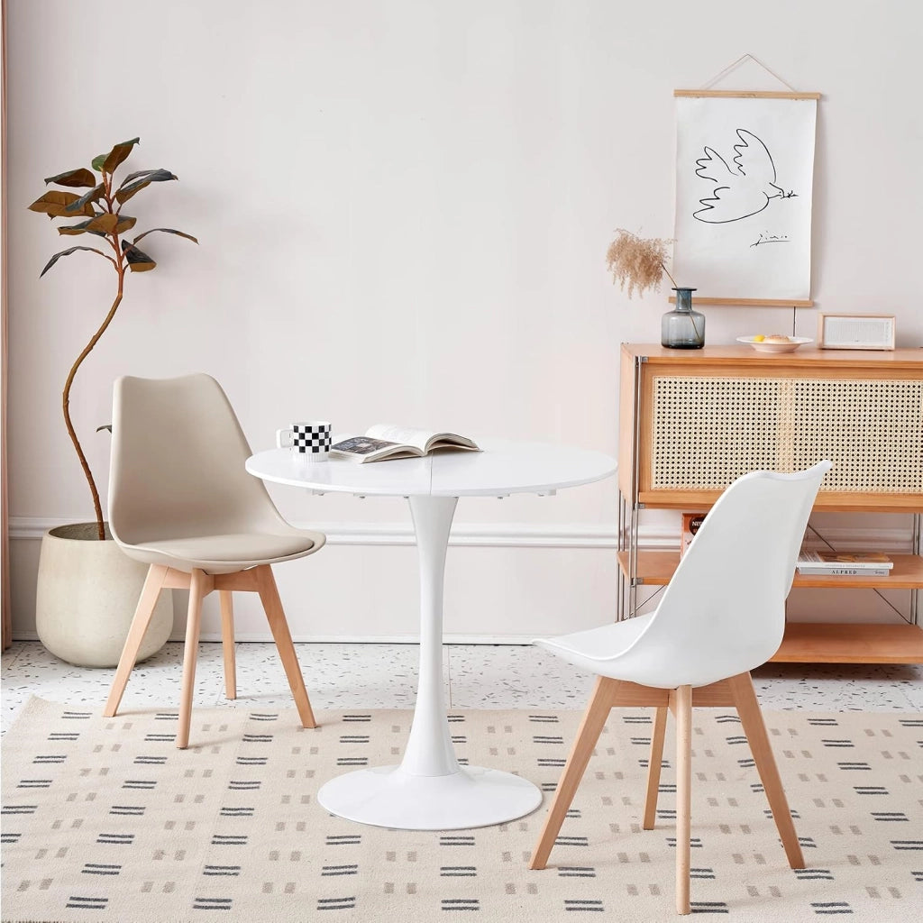 GrandCA HOME Tavolo da pranzo rotondo moderno 80 cm con piedistallo in design a tulipano, tavolo per il tempo libero Mid-Century per cucina, sala da pranzo e soggiorno…