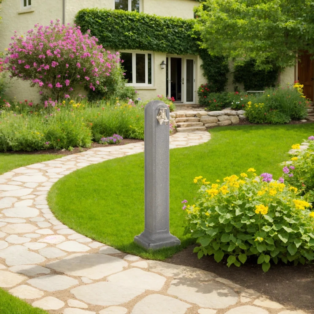 Cisterna da Giardino e Rubinetto Grigio Chiaro Effetto Pietra CFW5513544
