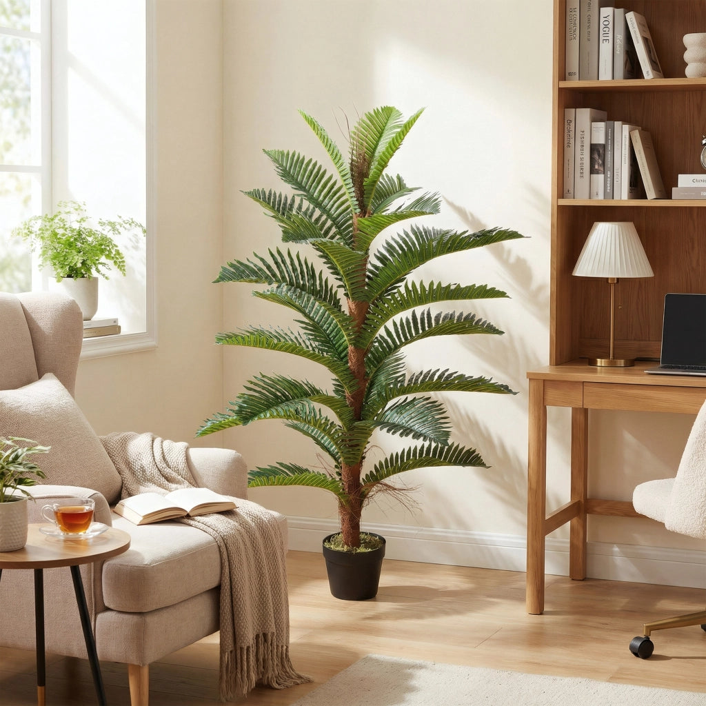 Palma Artificiale Decorativa ¨C Xylo ¨C 120 cm 24 Foglie Verde con Vaso