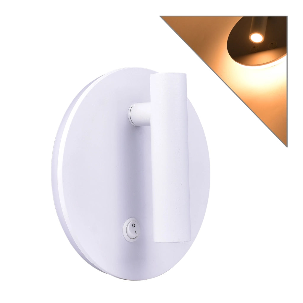 APPLIQUE LED 8W PER INTERNI CON DOPPIA EMISSIONE LUMINOSA A LUCE CALDA - DESIGN MODERNO TONDO IN ALLUMINIO BIANCO IDEALE PER PARETI DI CASA CORRIDOI SOGGIORNI HOTEL E AMBIENTI INTERNI
