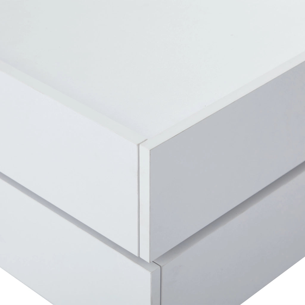 TAVOLINO DA CAFFÈ Girevole 360° 60x60x38 cm Bianco con 2 cassetti