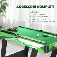 Tavolo da Biliardo Pieghevole con Stecche, Palle e Triangolo per Adulti e Bambini da 12 Anni, 104x55.5x68 cm