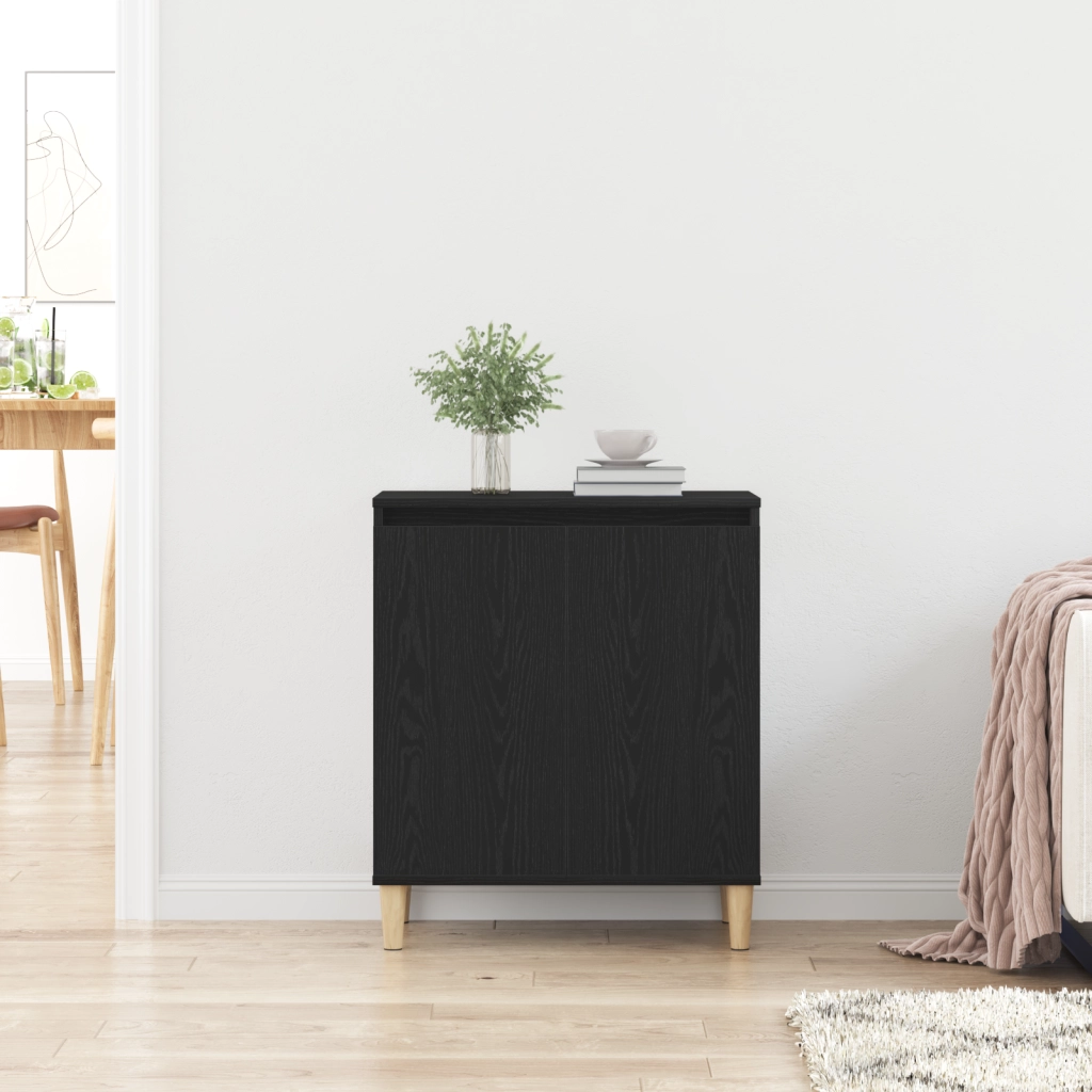 Credenza Nera in Rovere 60x35x70 cm in Legno Ingegnerizzato