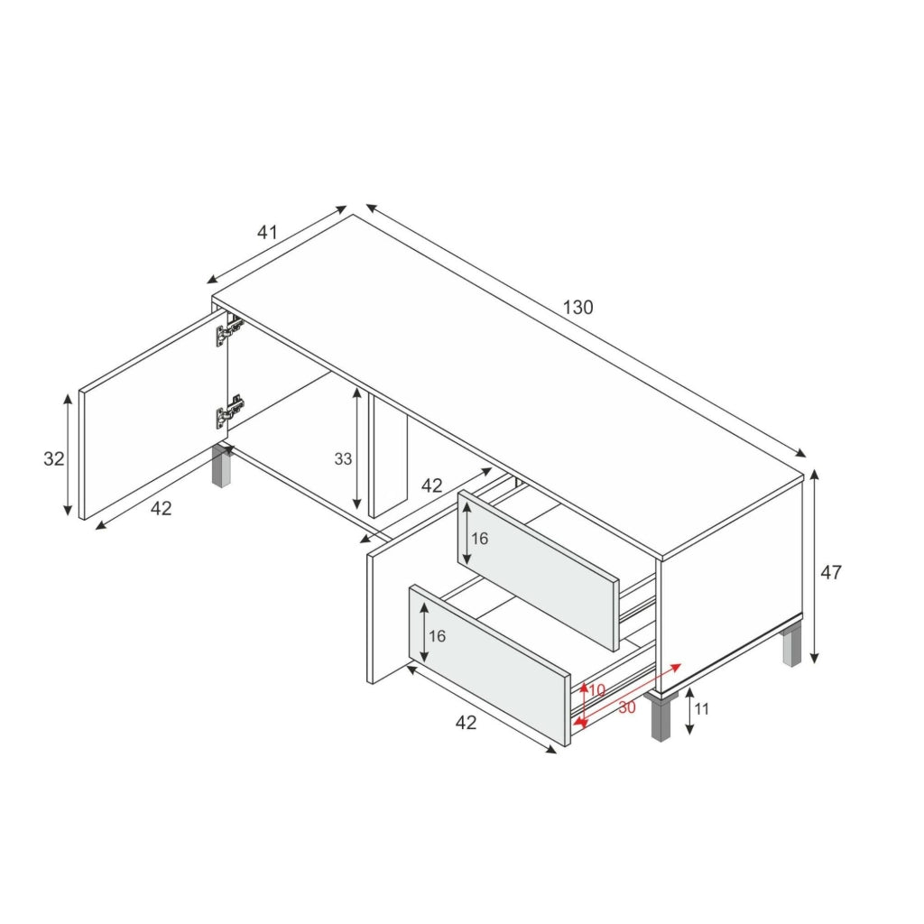 Mobile porta TV Alva, Credenza per televisione a 2 ante, Supporto TV da soggiorno, Mobile porta TV, Madia per salotto, cm 151x41h80, Rovere e Bianco