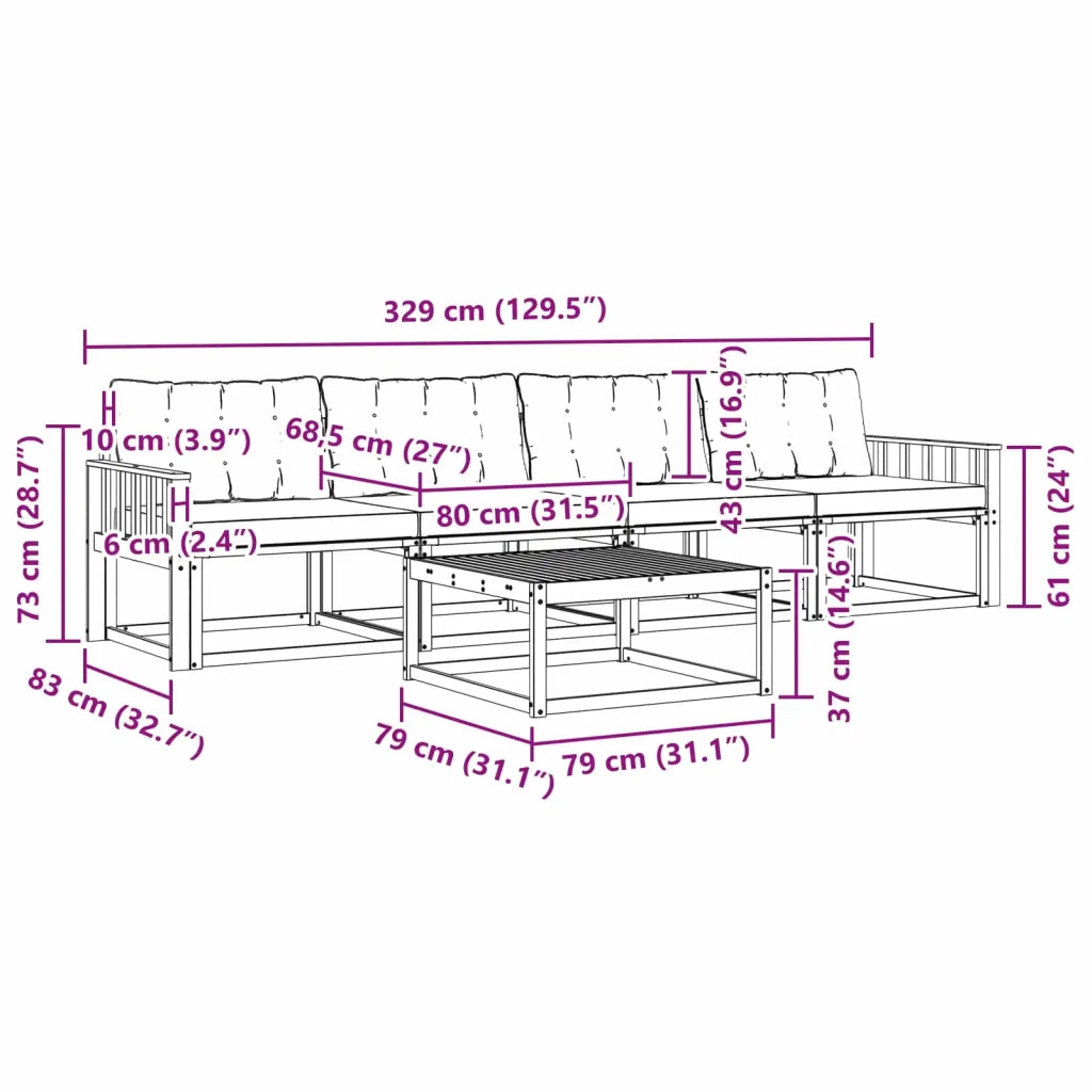 Set di divani da esterno 5 pcs Bianco e Beige 79 x 79 x 37 cm
