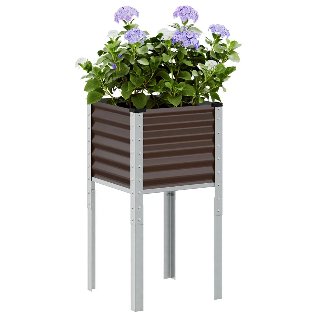 Fioriera | Cassetta per fiori | Vaso da giardino marrone 45x45x88 cm in acciaio