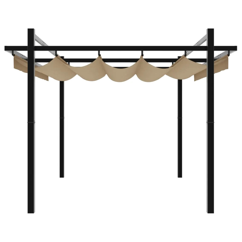 Gazebo da Giardino con Tetto Retrattile Tortora 3x3 m Alluminio