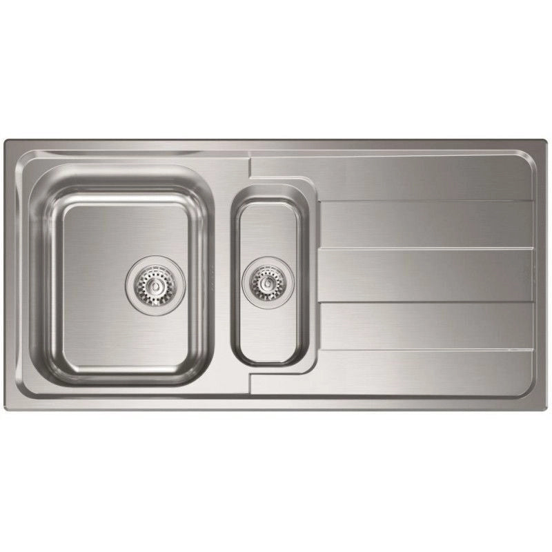 CM 015725 Levante Lavello da incasso 2 vasche acciaio inox AISI 304 sopratop 100x50 cm gocciolatoio colore Inox