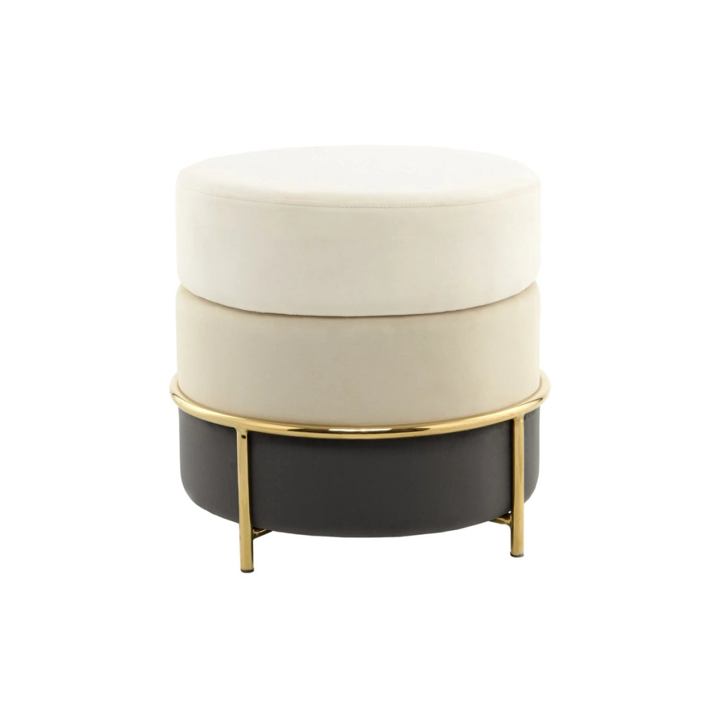 Pouf di design Matilda in velluto crema