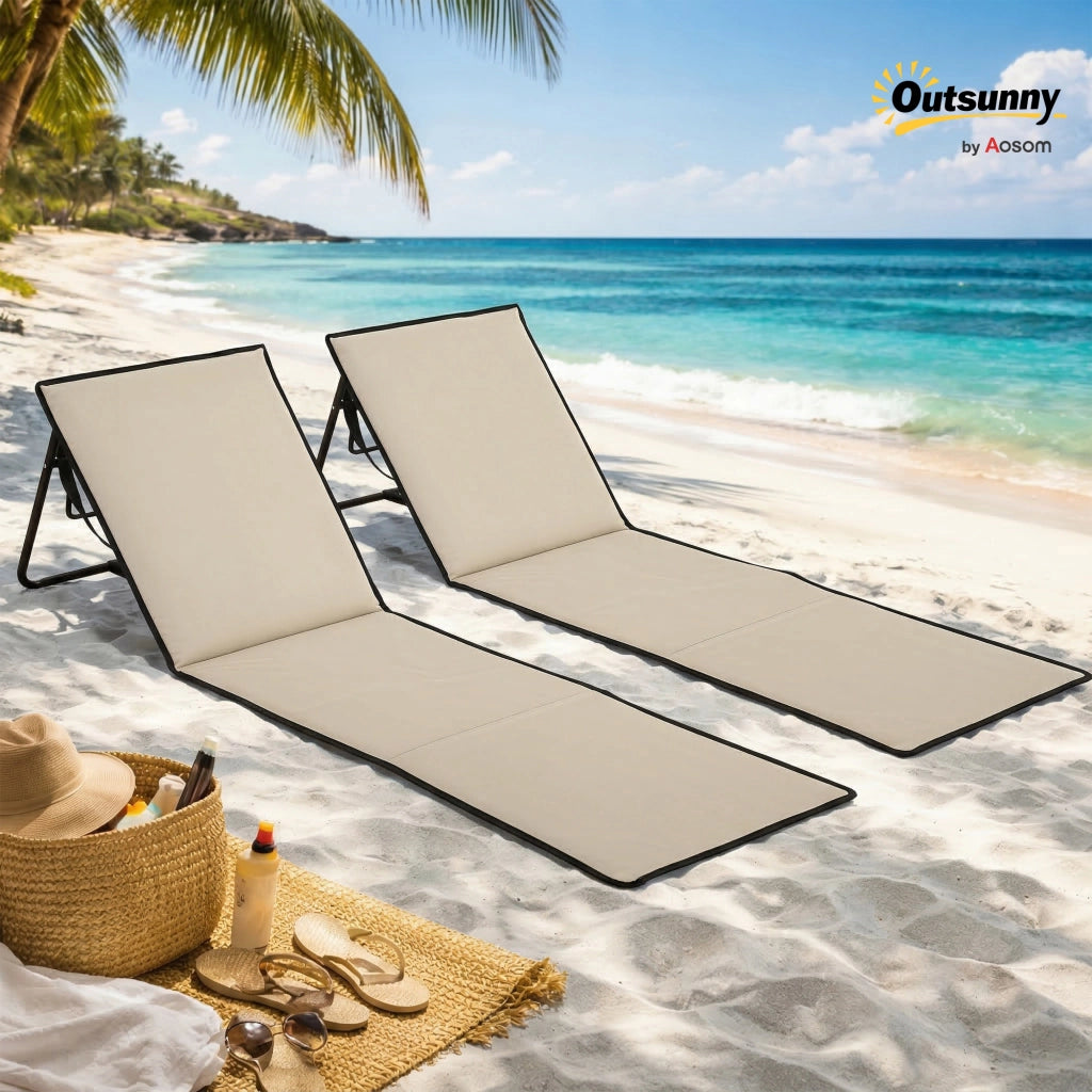 Set 2 sedie sdraio pieghevoli giardino ¨C Xylo ¨C dossier reclinabile acciaio polyester beige