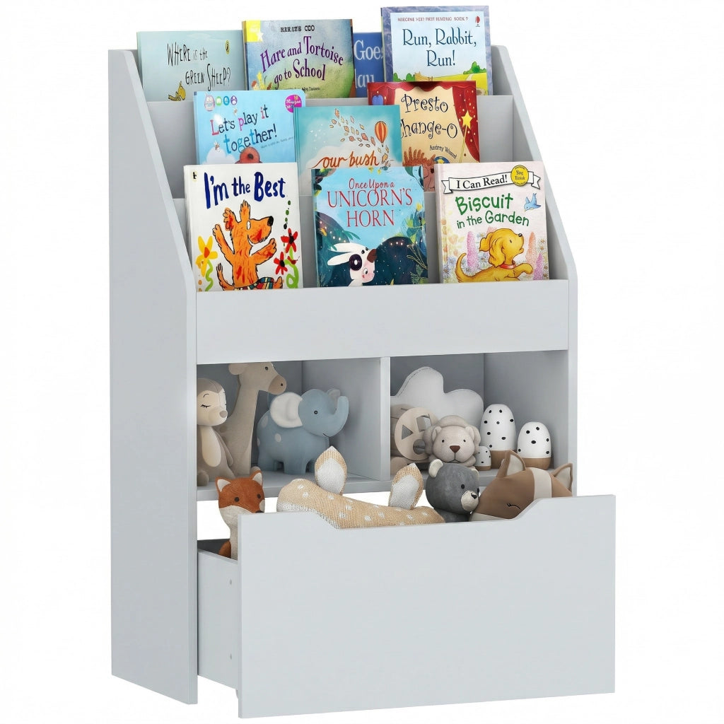 Libreria Scaffale Multistrato con Cassetti e Ripiani ¨C Minimal ¨C Grigio 80x30x180