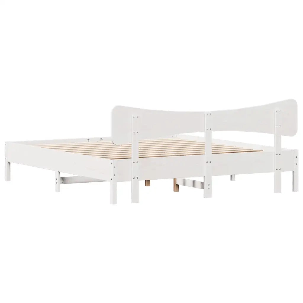 Giroletto senza Materasso Bianco 180x200 cm Legno Massello Pino