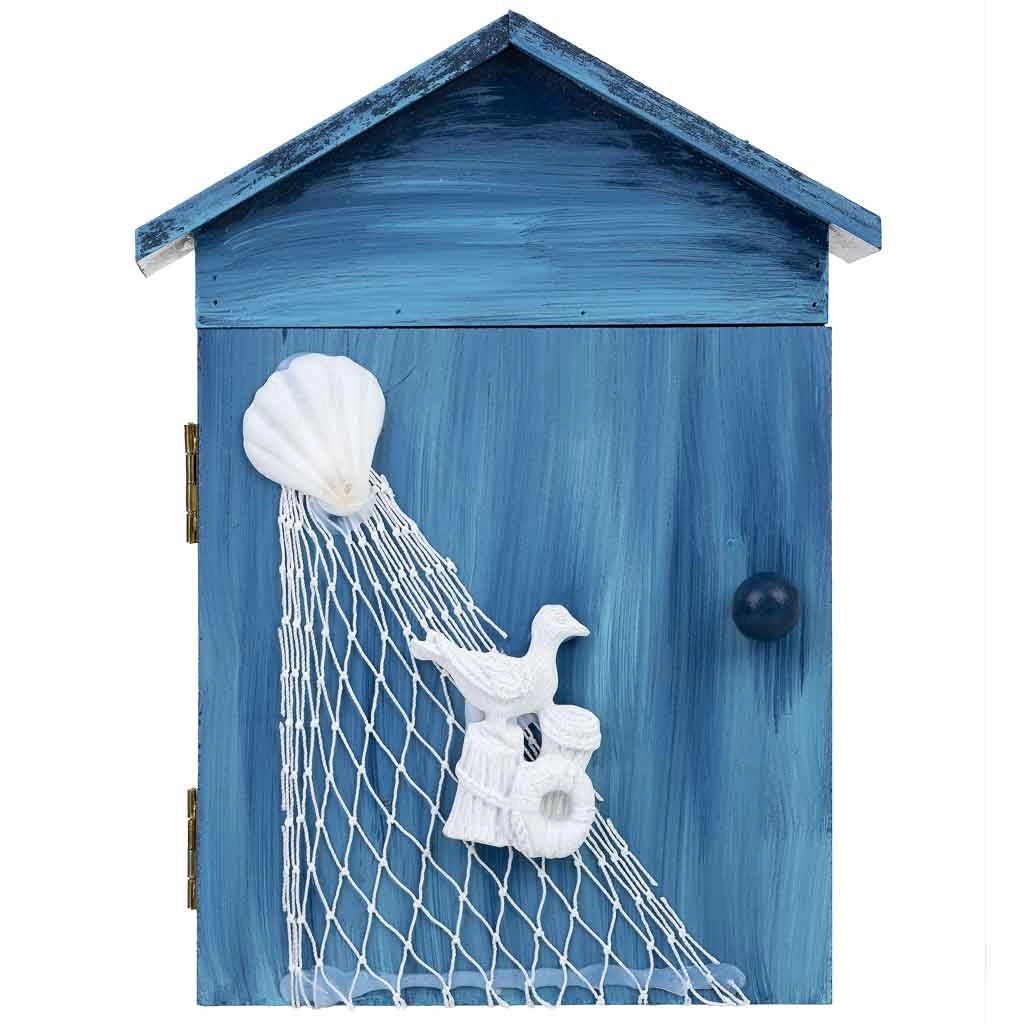 Cassetta portachiavi in ​​legno blu, 16x5,5x20h cm
