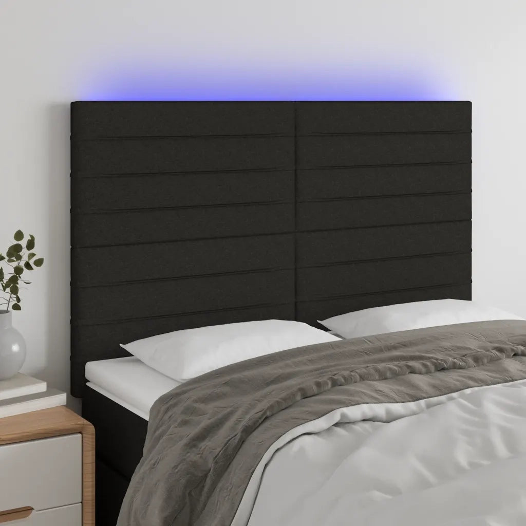 Testiera a LED-Testata con LED Nera 144x5x118/128 cm in Tessuto 510971