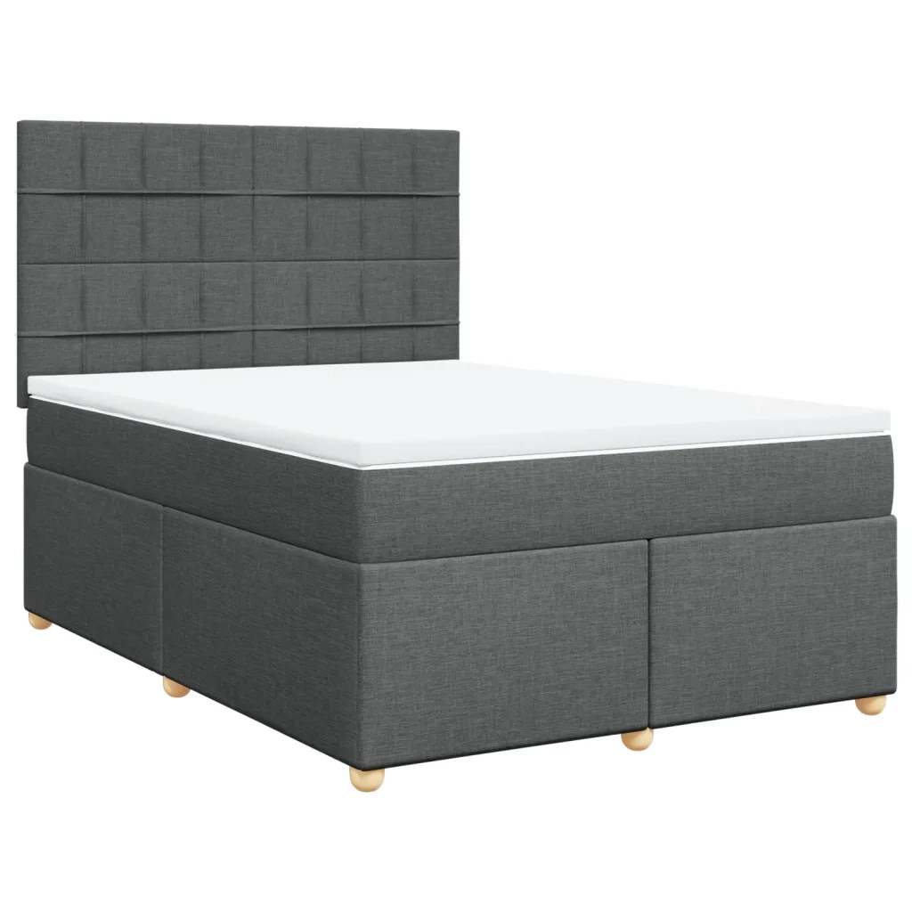 Giroletto a Molle con Materasso Grigio Scuro 140x200cm Tessuto