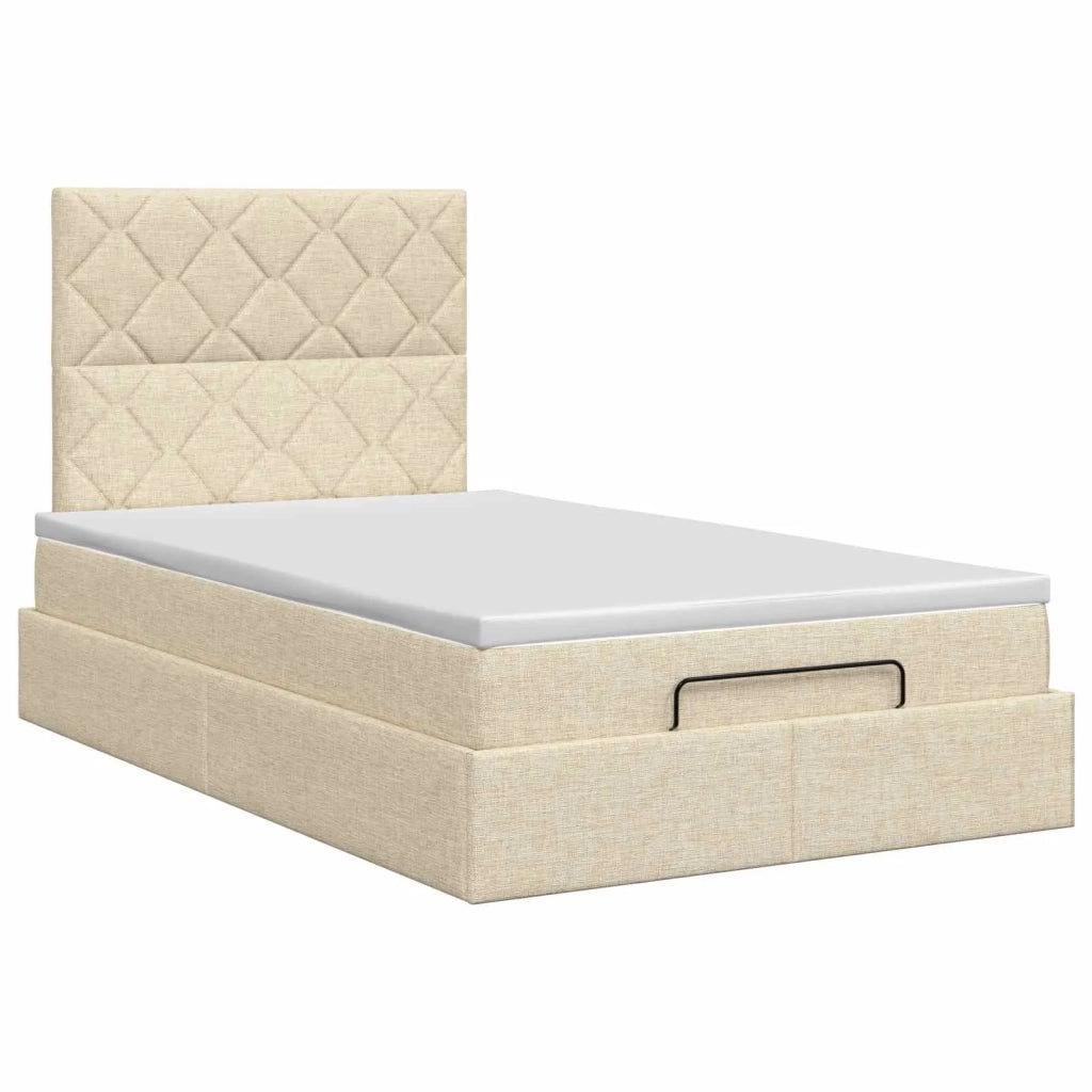 Letto ottomano con materasso Crema 120 x 200 cm Tessuto 3457568