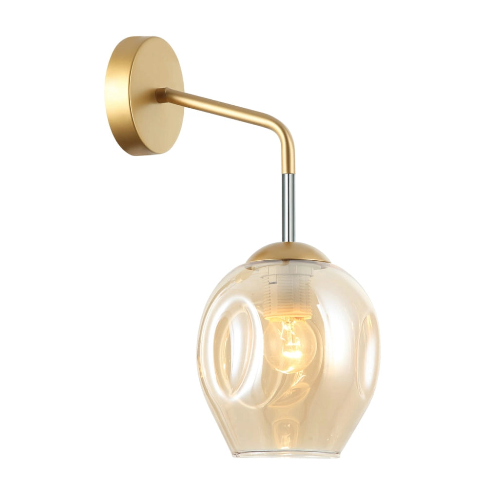 Applique Italux Borgo moderna ottone/vetro LED E27 40W