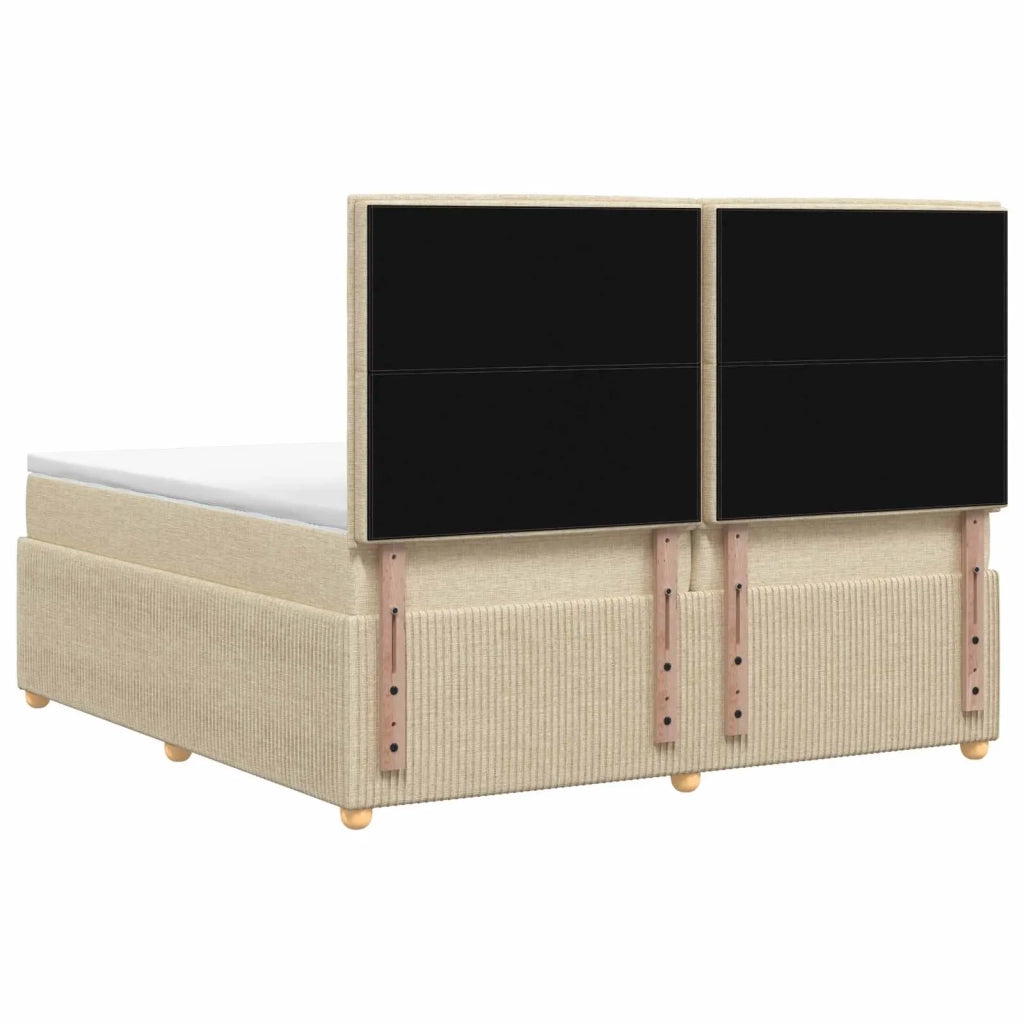 Letto box spring con materasso Crema 200 x 200 cm Tessuto 3454471