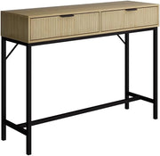 Tavolo consolle Lennox, Rovere, 100 x 75 cm con 2 cassetti, adatto per riporre riviste e telecomandi