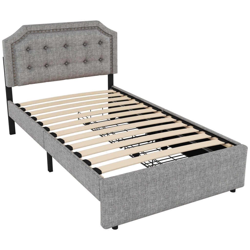 letto imbottito mdf grigio 90 x 200 cm