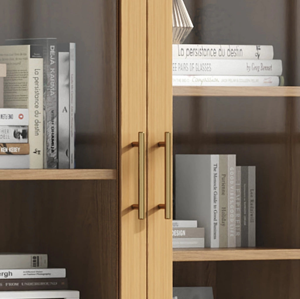 Vetrina in MDF e vetro 80 x 40 x 160 cm, legno naturale