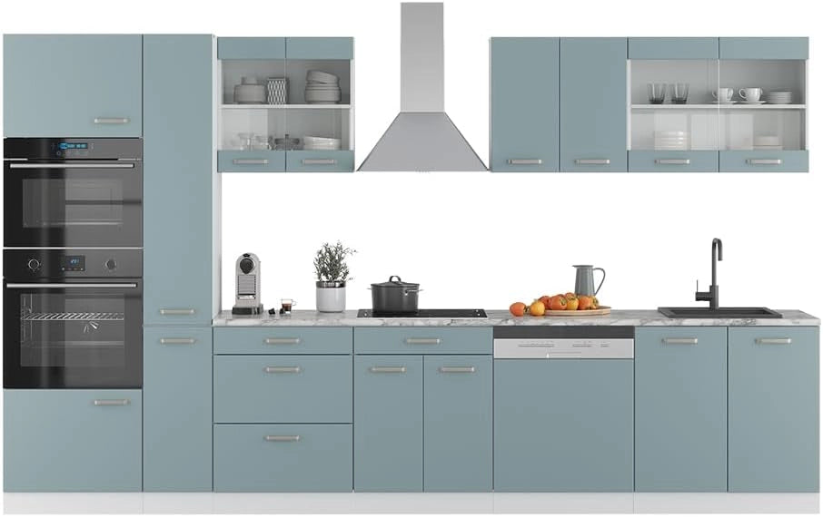 Pensile da cucina R-Line, Grigio-blu, 40 cm, per la libera combinazione all'interno di sistemi cucina modulari