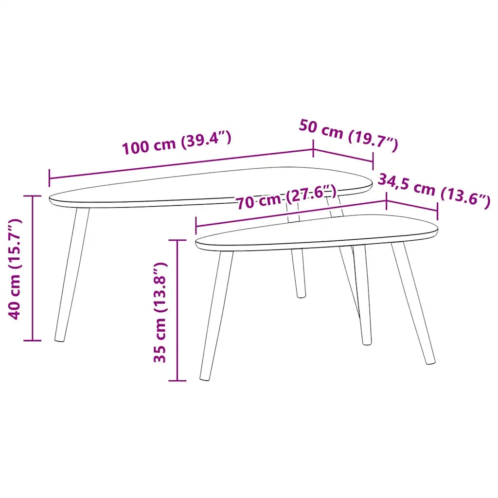 Set Tavolini da CaffÃ¨  2 pz in Massello di Pino Marroni cod mxl 9237