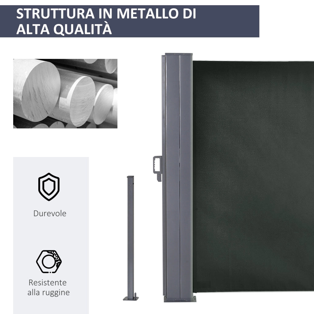 Divisore da Giardino in Poliestere e Metallo Regolabile ¨C zephmum ¨C Grigio 600x180 cm