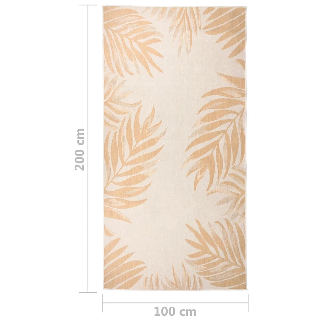 Tappeto da Esterni a Tessitura Piatta 100x200cm Motivo a Foglie cod mxl 63881