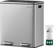 Contenitore per Rifiuti - Sistema di Separazione Rifiuti - 2 Cassetti - 2 x 30 L - Cromo