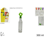 Trade Shop - Set 12 Pezzi Bottiglie Bottigline Vetro Olio Aceto Con Tappo Colorato 300ml Idea -