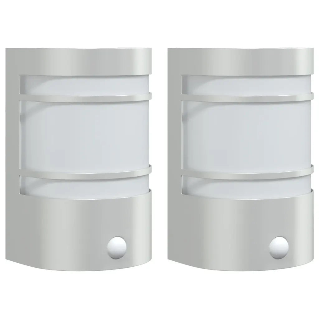 Applique per Esterno con Sensore 2 pz Argento in Acciaio Inox