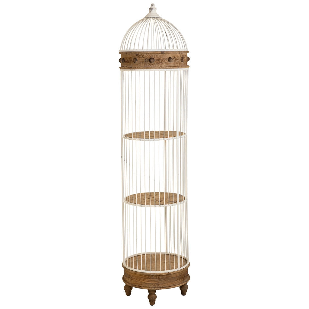 Scaffale in legno bianco e metallo a 3 ripiani 40x40x176h cm