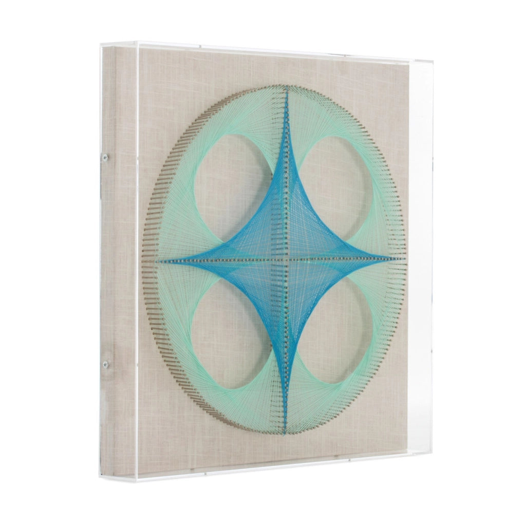 Quadro filo geometrico Clover 45x45 cm turchese e teal Vikasa Home