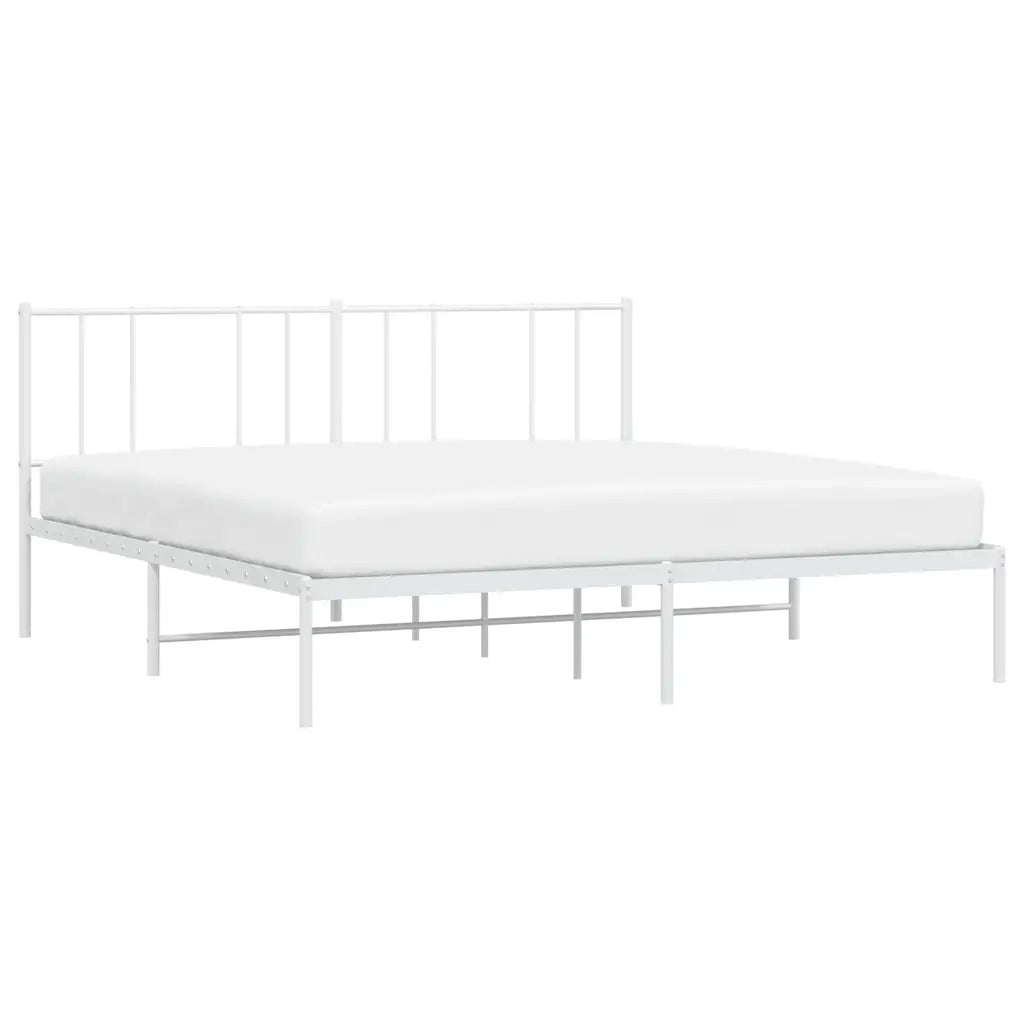 Giroletto con Testiera-Struttura Letto con testiera Metallo Bianco 200x200 cm 961237