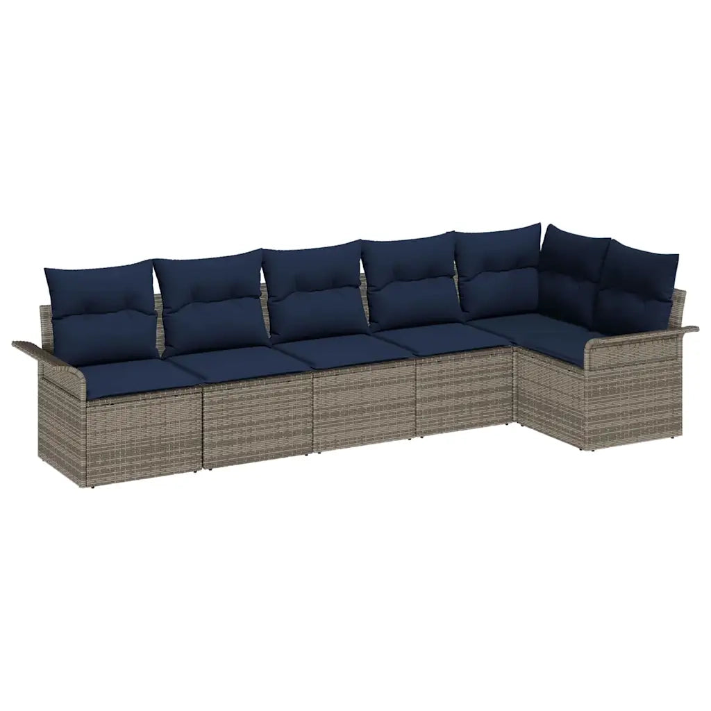 Set Divano da Giardino 6 pcs Grigio polyrattan